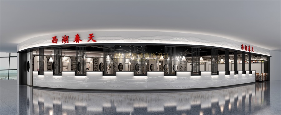 西湖春天餐廳設(shè)計(jì)，江南風(fēng)格餐館