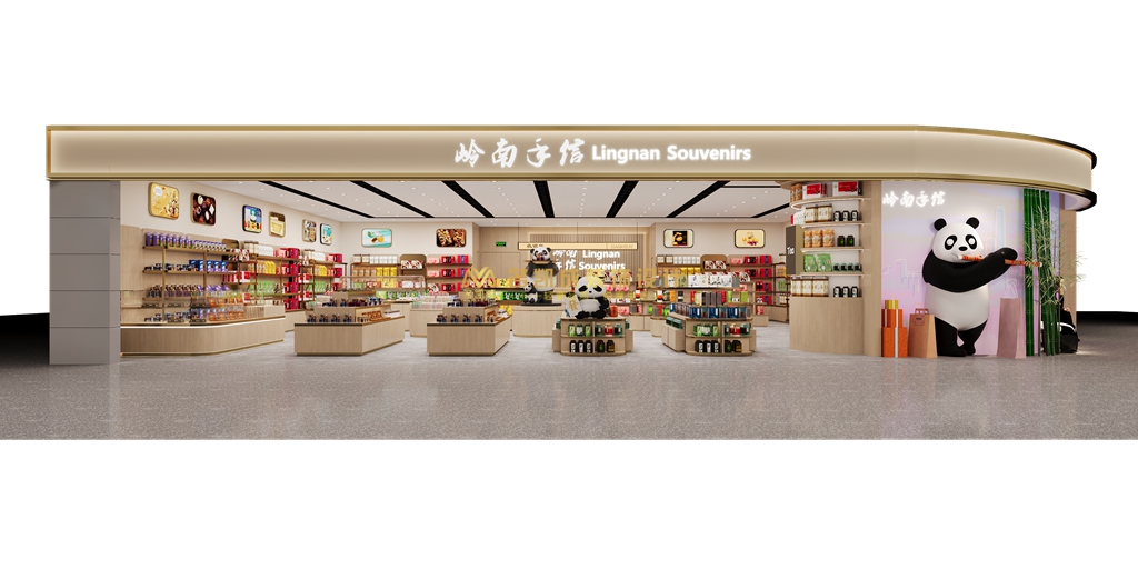 嶺南手信特產(chǎn)店設(shè)計(jì)效果圖，送禮食品店裝修設(shè)